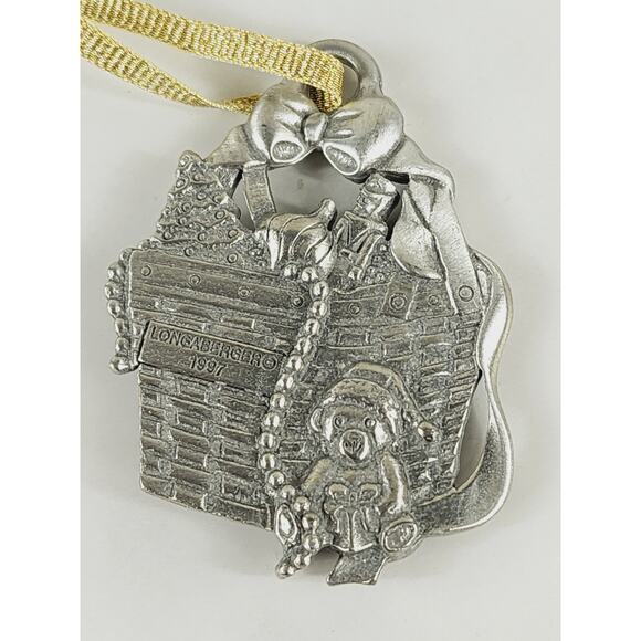 Longaberger Christmas Tree Ornament Pewter 2" Joy Love Hope Peace 90's x6 Vtg - Picture 13 of 16